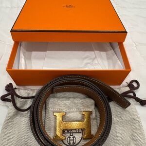Hermes H Martelee belt buckle & Reversible leather strap